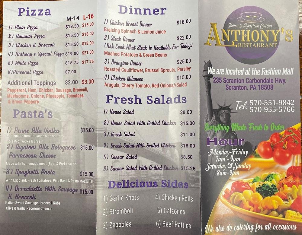 Anthony's Restaurant Menu image 3
