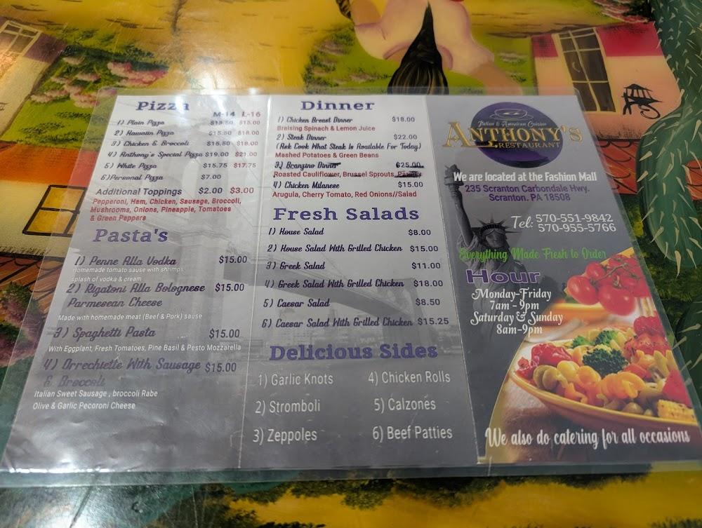 Anthony's Restaurant Menu image 4